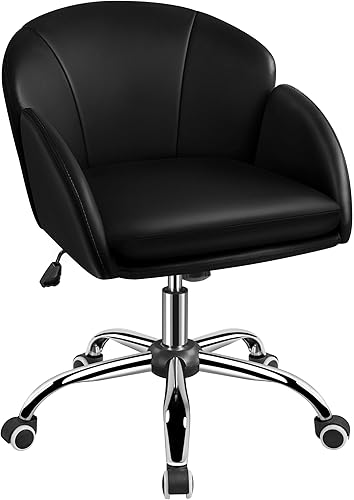 Miniatura 11 de Yaheetech Bonita Silla de Escritorio de Terciopelo Silla de Tocador de Maquillaje con Ruedas para Dormitorio Silla Giratoria Moderna con Ruedas para