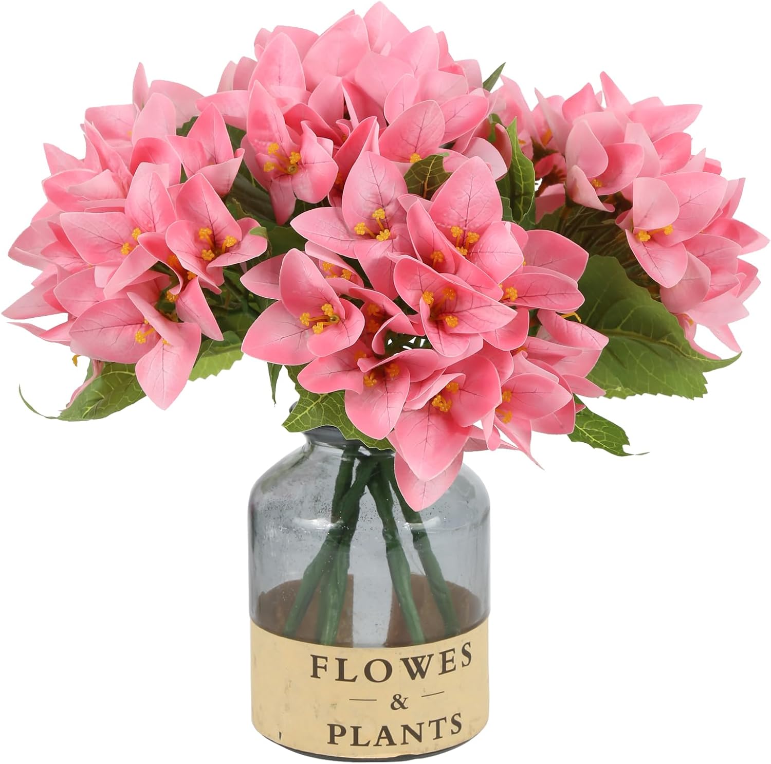 IPOPU Bougainvillea Artificial Flowers,6PCS Fake Pink Bougainvillea Flowers Real Touch Faux Flowers for Vase Table Wedding Party Home Decor (Pink)