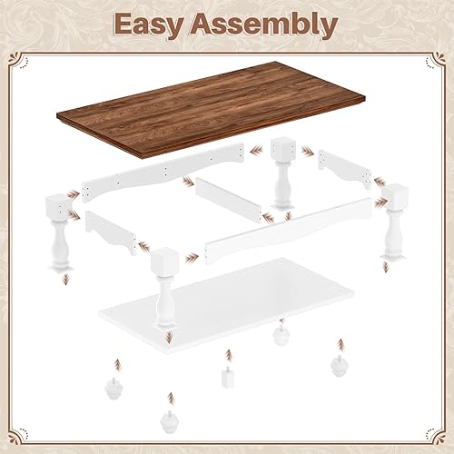 Miniatura 7 de Mesa de centro de granja con almacenamiento, mesas de centro de mediados de siglo para sala de estar, mesa auxiliar rectangular moderna de 2 niveles