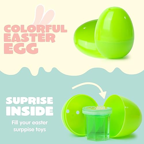 Miniatura 4 de JOYIN 24 huevos de Pascua rellenos con mini masilla con purpurina, huevos de Pascua rellenos de colores brillantes con slime para niños, cesta de