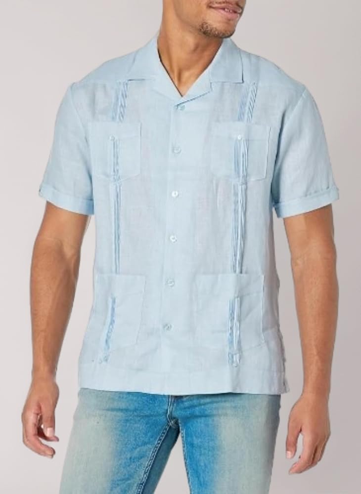 100% Linen CUBAVERA キューバ リネン 柄シャツ 開襟 白 Amazon.com: Cubavera Men's Big Long Sleeve 100% Linen