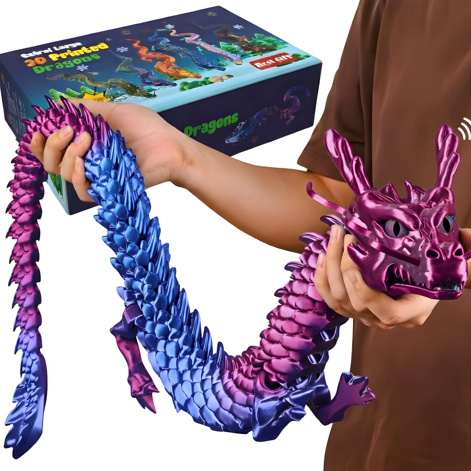 Amazon.com: 35.4in Large 3D Printed Dragon Toy with Gift Box
