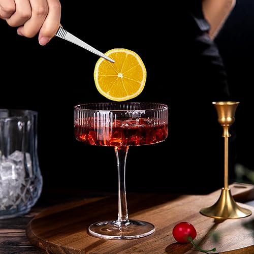 Miniatura 4 de Ciaell Juego de 4 Copas de Ribeteado Cupé - Copas de Cóctel Vintage - Copa Clásica Martini de 10 oz - Juego de Vasos para Bar Preferido para Cóctel,