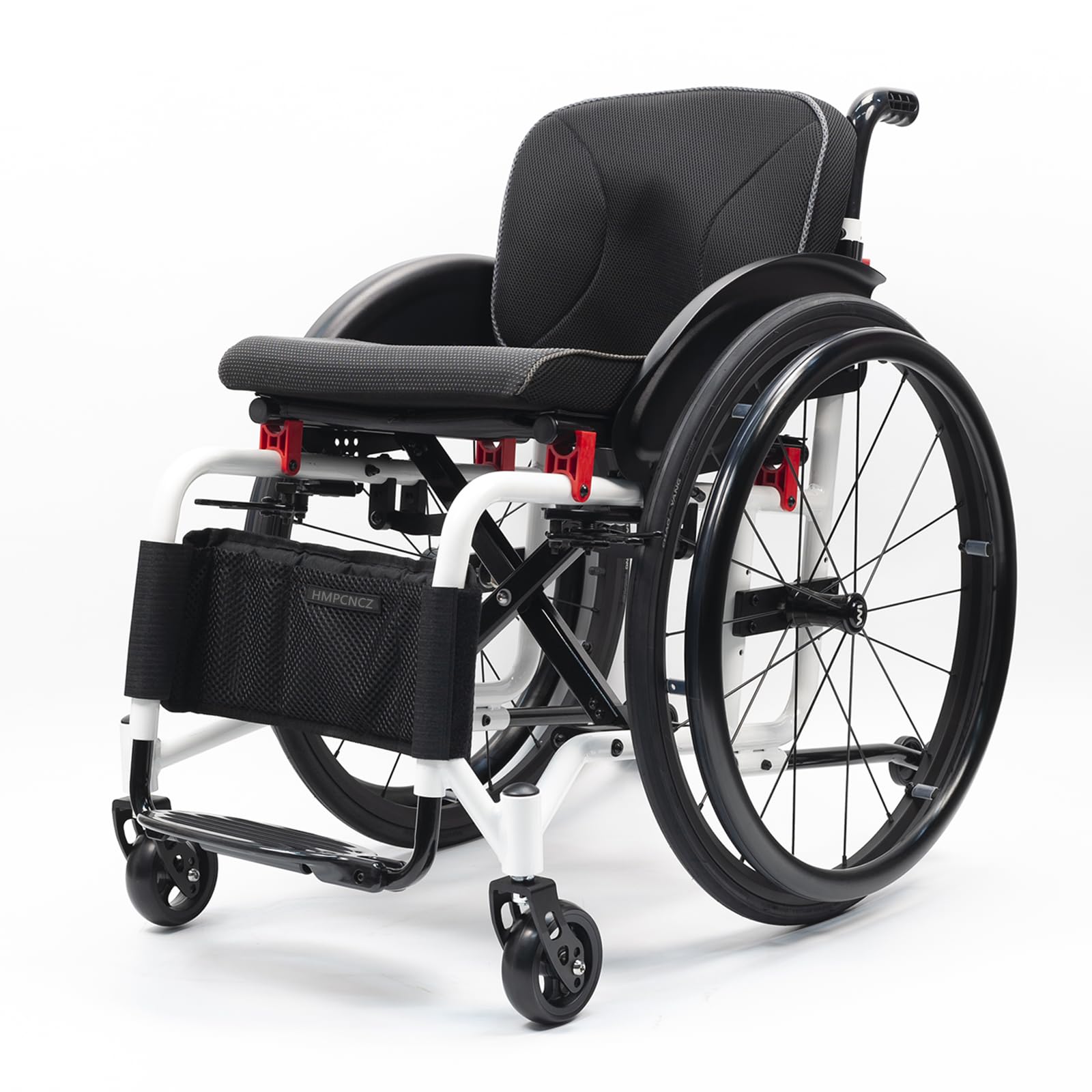 Silla de Ruedas Deportivas de aleación de Aluminio Ligera, Silla de Ruedas de Transporte Plegable Ligera, Silla Manual autopropulsada con Anti-basculante, con Frenos de Mano (42cm/16.5in)