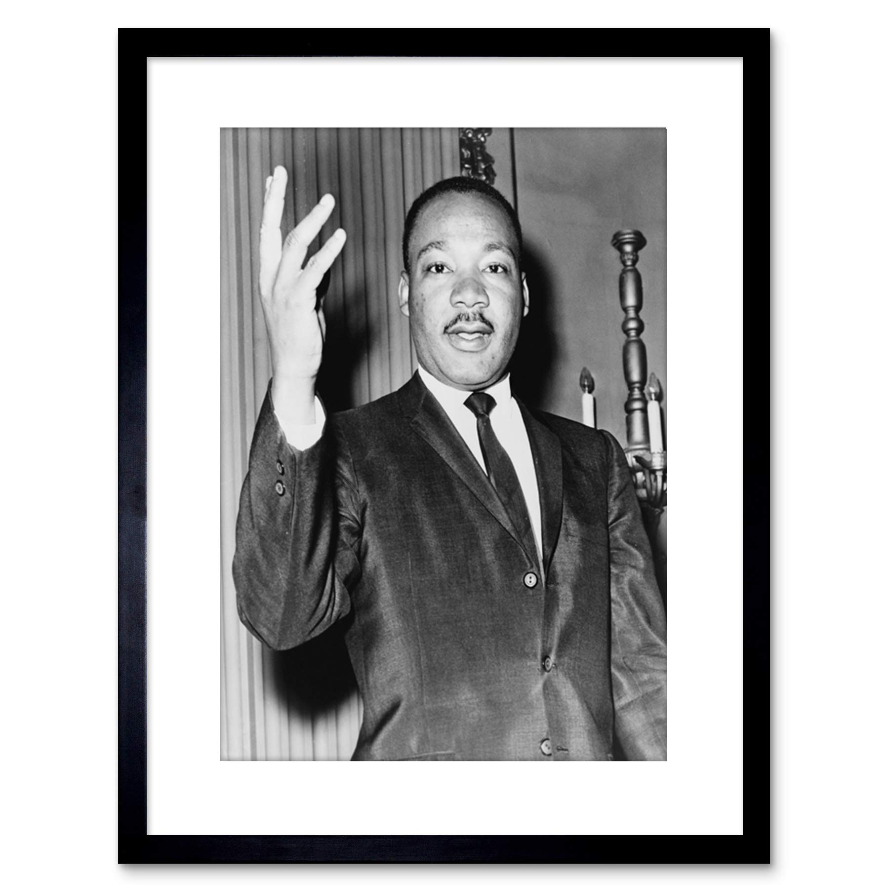 Wee Blue Coo VINTAGE PHOTOGRAPH MARTIN LUTHER KING B&W FRAMED ART PRINT POSTER F97X12316