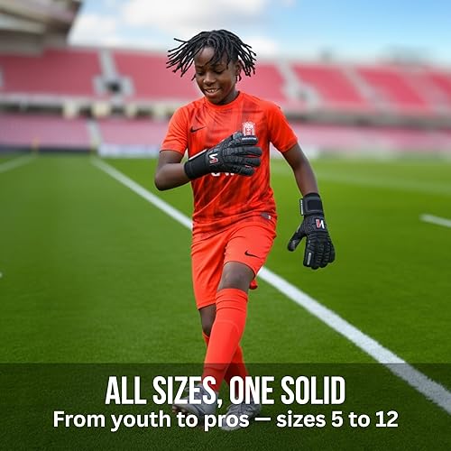 Miniatura 5 de Guantes de portero de nivel profesional sólido blanco o negro para niños, jóvenes y adultos, guantes de portero de fútbol GK  Látex de contacto de