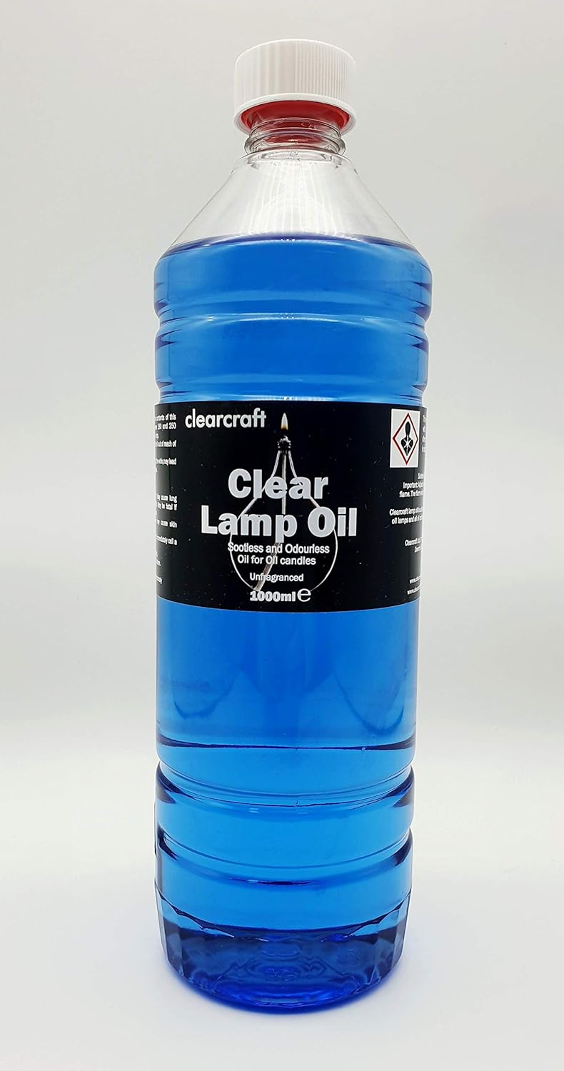 CLEARCRAFT SMOKELESS, ODOURLESS COLOURED LAMP OIL 1 LITRE FREE FUNNEL PERFECT FOR USE WITH