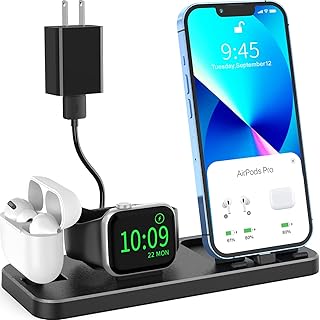 Portable 3 in 1 Charging Station Compatible with Apple Multiple Devices, Foldable Charger Stand for iWatch Series 8/Ultra/7/6/SE/5/4/3/2/1 Charging Dock Station for iPhone AirPods Pro 3/2/1