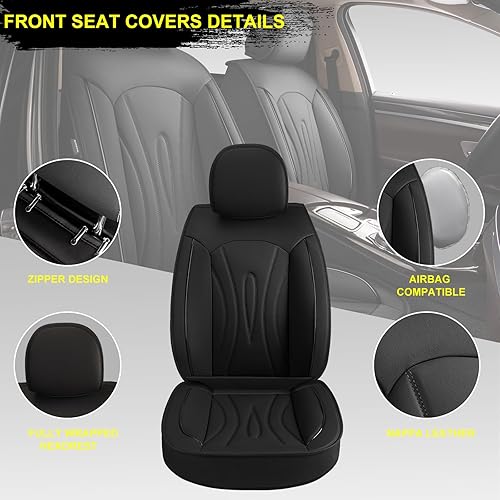 Miniatura 9 de JIAMAOXIN Fundas de asiento de automóvil para Nissan Murano 2011-2023, juego completo de fundas de asiento de automóvil impermeables de cuero