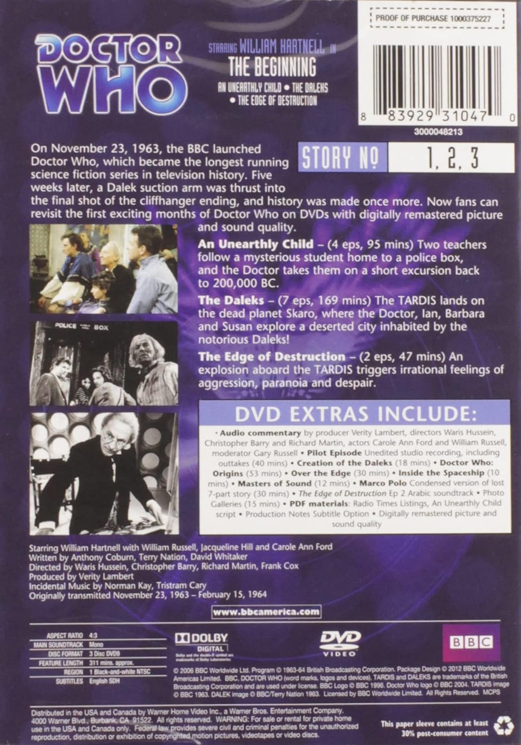 Doctor Who: The Beginning (An Unearthly Child / The Daleks / The Edge of Destruction) (Stories 1 - 3)