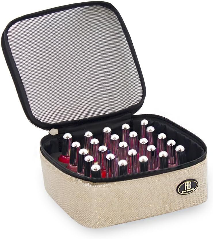 Nail Polish Case Luxury Gold Glitter Manicure Box Professional Nail Varnish Storage Case Vanity Makeup Case