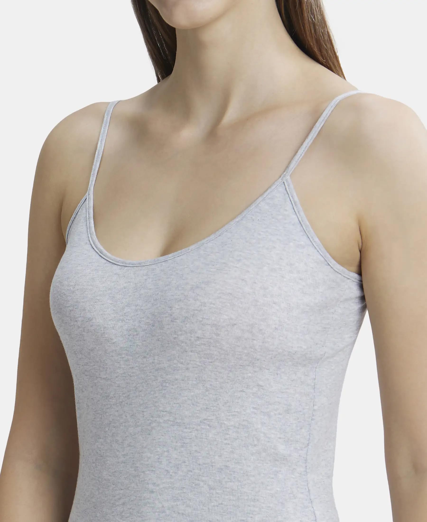 Jockey Women's Super Combed Cotton Rib Camisole with Adjustable Straps and StayFresh Technology_Style_1487_Steel Grey Melange_L 2