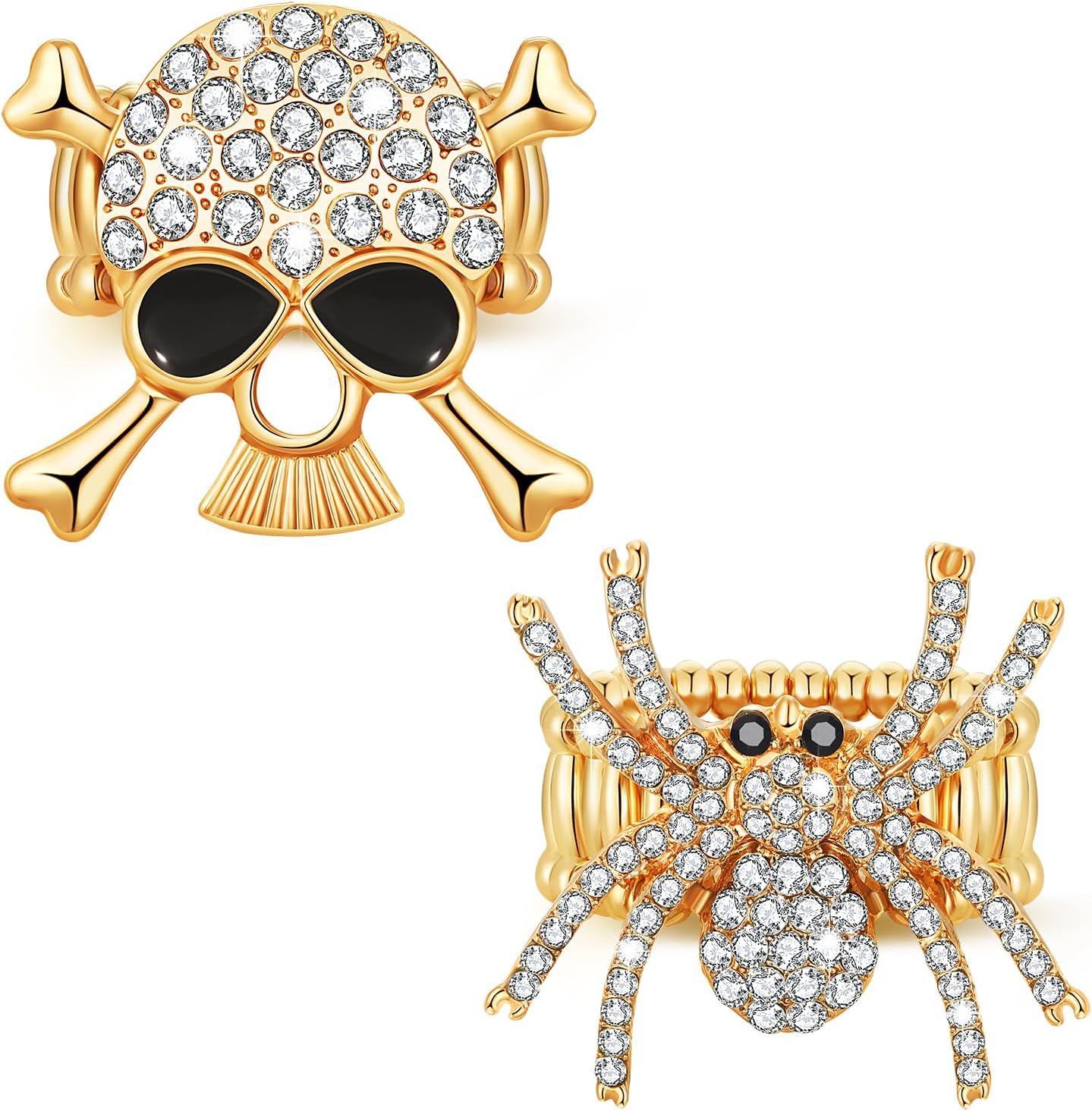 Halloween Ring Gothic Spider Ring Big Exaggerated Skull