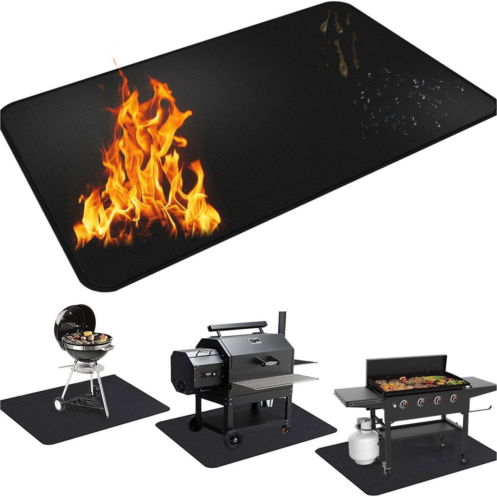 Extra Wide Flame Retardant BBQ Mat per la stufa Top Tessuto in fibra di vetro ad alta temperatura con Carry Bag Camping Pad