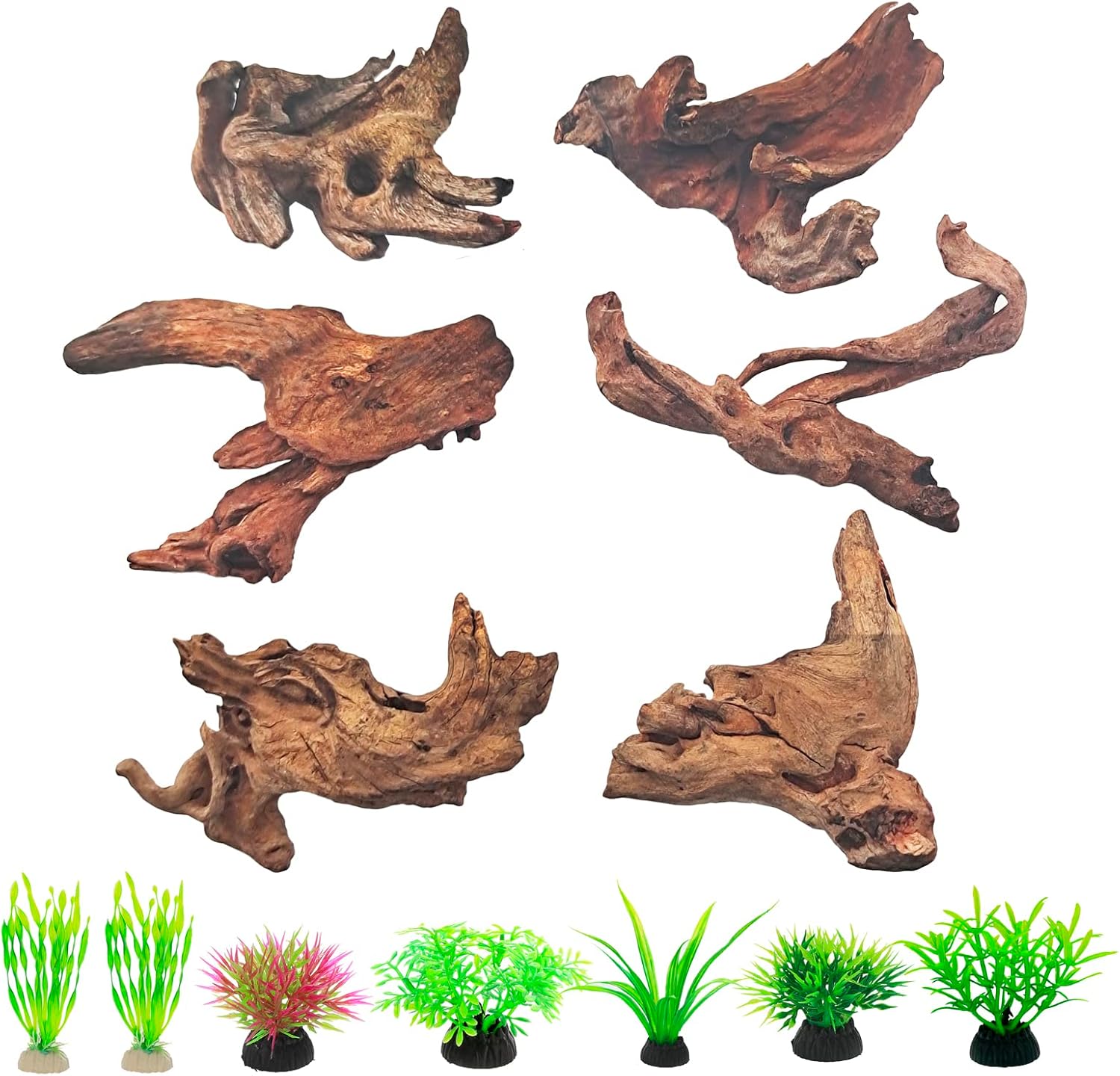 FUNOJOY Natural Driftwood Decor for Aquarium Decorations Reptile Tank Accessories, Assorted Wood Branches Decorations on Reptile Fish Tank 2-10″ 2 Pcs/4 Pcs/ 5 Pcs/ 6 Pcs (Pack of 6 (2 to 4 Inch))