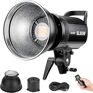 Godox SL60W 60W 5600K Daylight LED Video Light with Bowens Mount - Continuous Studio Light for Video, YouTube, Photography & Weddings