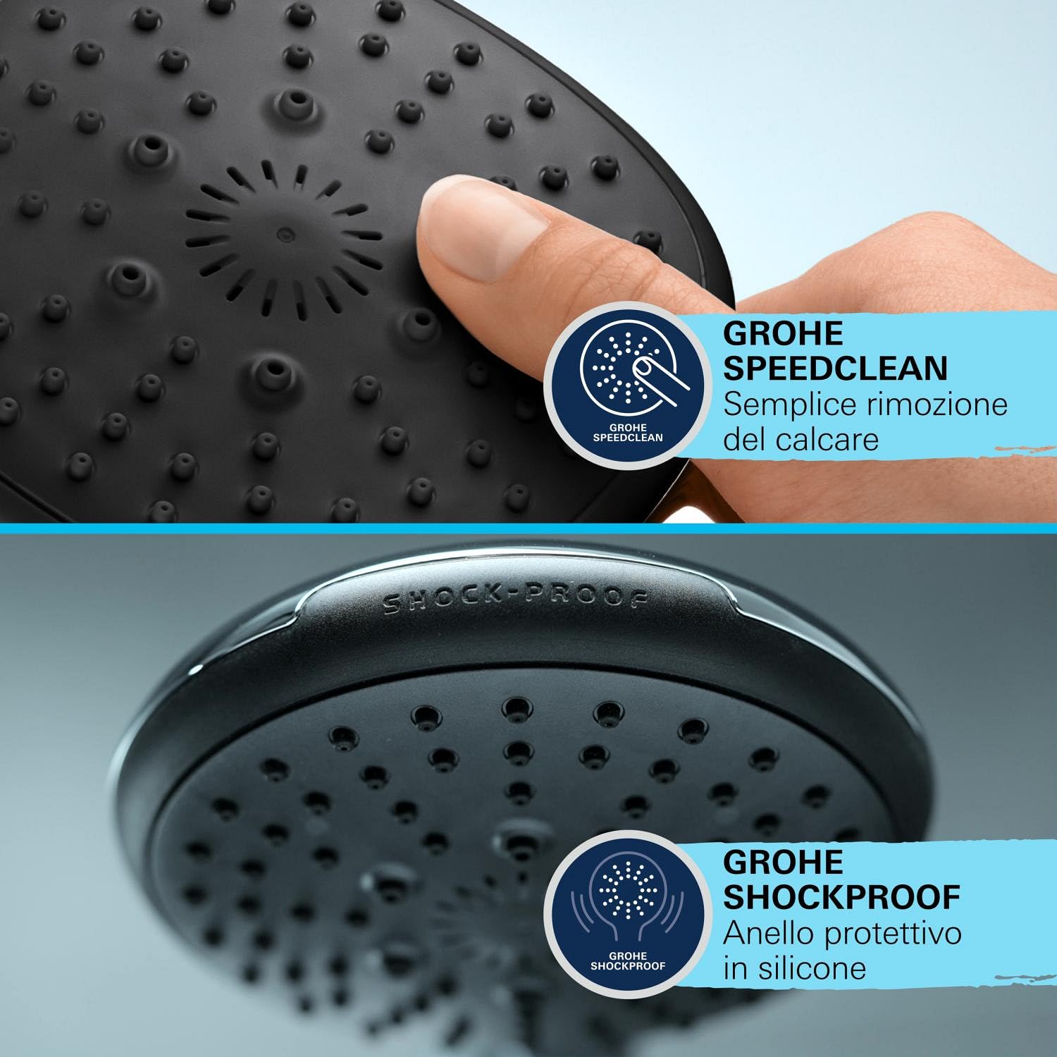 GROHE Vitalio Comfort 110 Manopola Doccino Doccia (3 getti Rain Jet Massage, DreamSpray, SpeedClean anticalcare, 110 mm), Cromo, 26092001