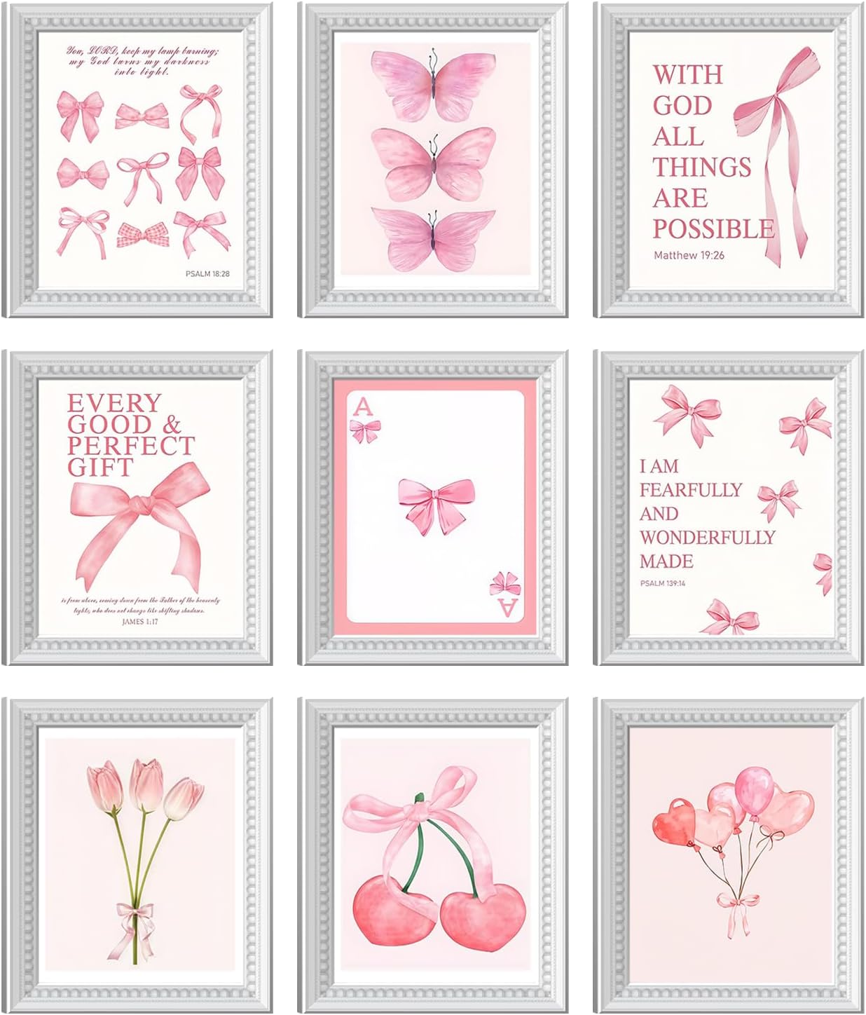 XIANGRUI Bible Verse Wall Art Set of 9, 8x10In Christian Wall Decor