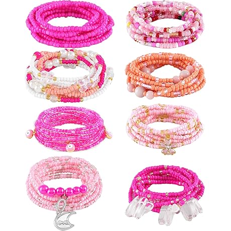 Traditional Pink Tie-On Waist Beads for Feminine Elegance and Cultural Expression