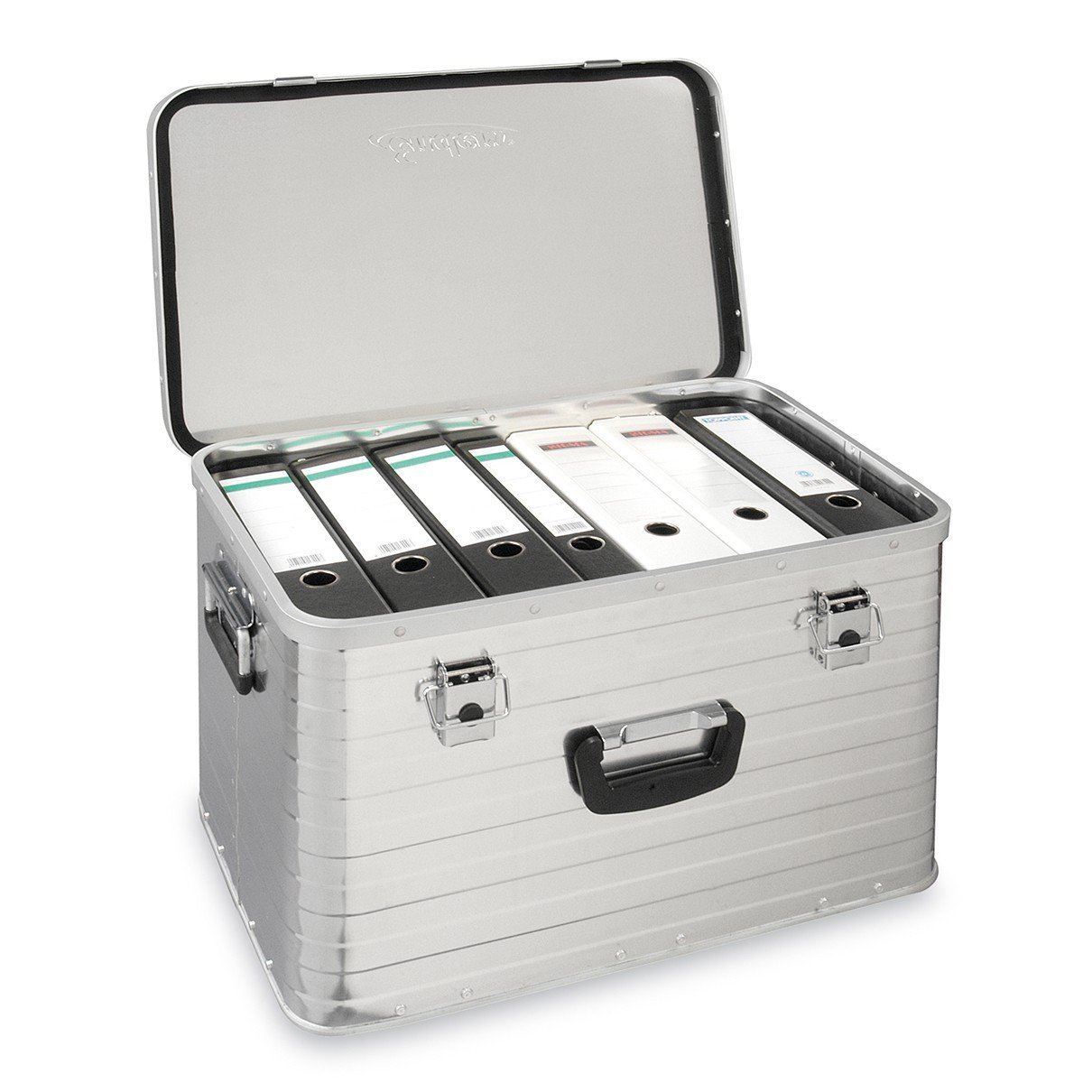 Enders Alubox 63 L mit Schloss Set - Aluminium Box 1 mm Wandstärke, spritzwasserdicht, stapelbar - Alukiste, Metallkiste, Metallbox mit Deckel - verwendbar als Transportbox, Werkzeugkiste, Lagerbox
