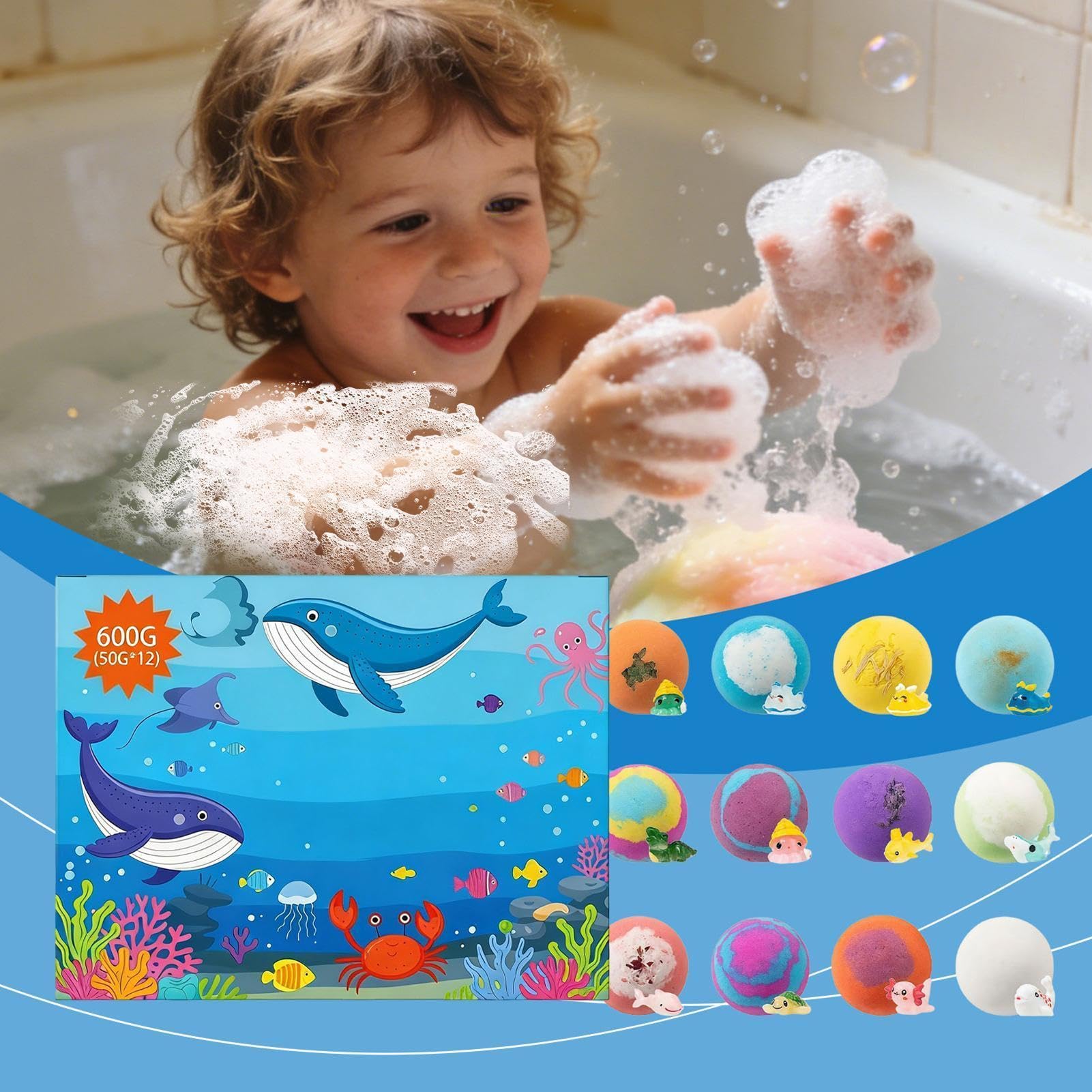 Bolas de baño con dentro,12 unidades refrescantes y espumosas en colores surtidos - Regalos para cesta, juguetes de baño,Para adolescentes, familia, amigos, niños, niñas, hijo, hija