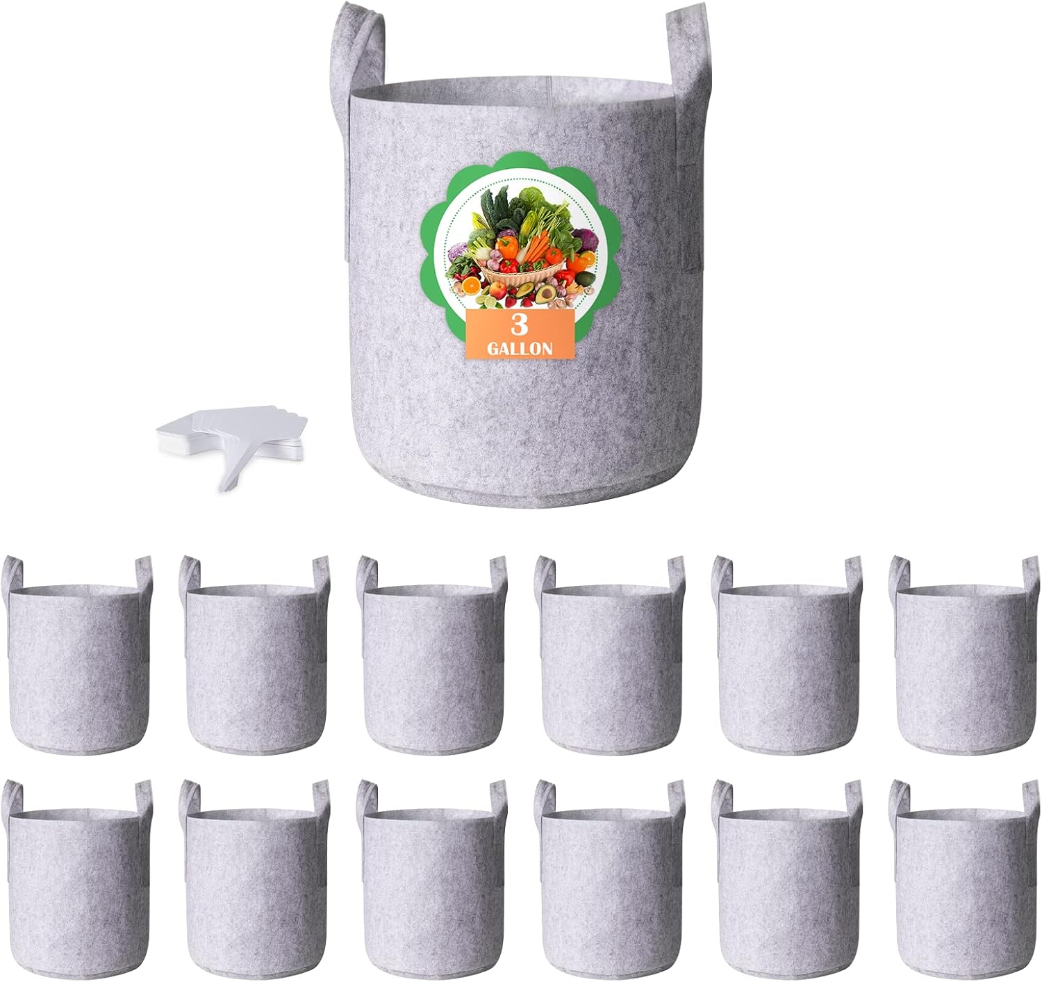 Decorlife 12-Pack Grow Bags, 7 Gallon Thick Fabric Pots for Plants, Sturdy Handles & Reinforced Stitching, Labels Included, Black : Patio, Lawn & Garden
