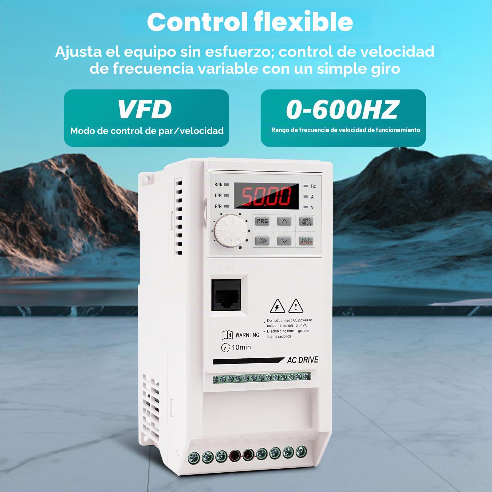 Variador de Frecuencia Trifasico 380V Controlador de Frecuencia Variable 4KW Inversor de Frecuencia Variable CNC Regulador de Velocidad Motor para Ventiladores, Cintas Transportadoras ZHB600-4KW