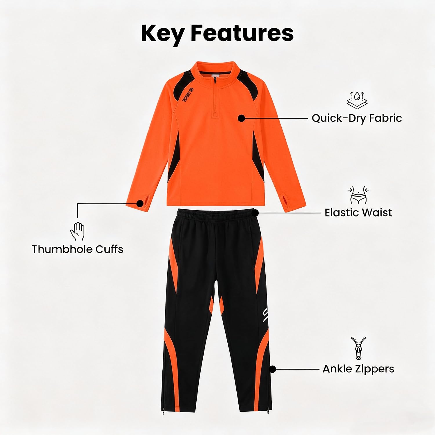 Boys Tracksuit 2 Piece Quarter Zip Long Sleeve Jersey & Pants Athletic Set