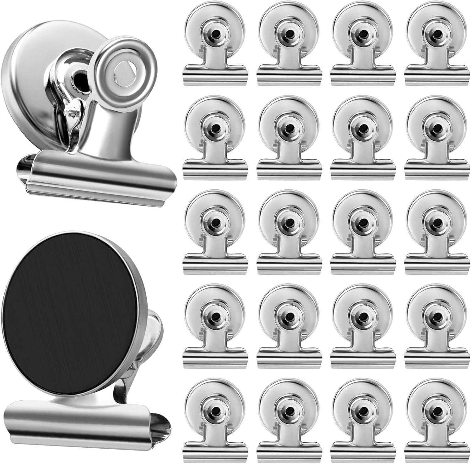 VNDUEEY 20 Pack Fridge Magnets Refrigerator Magnets, Magnet Clips for Whiteboard, Strong Magnetic Clips Heavy Duty, Magnets for Fridge Locker Office Accessories (Silver)