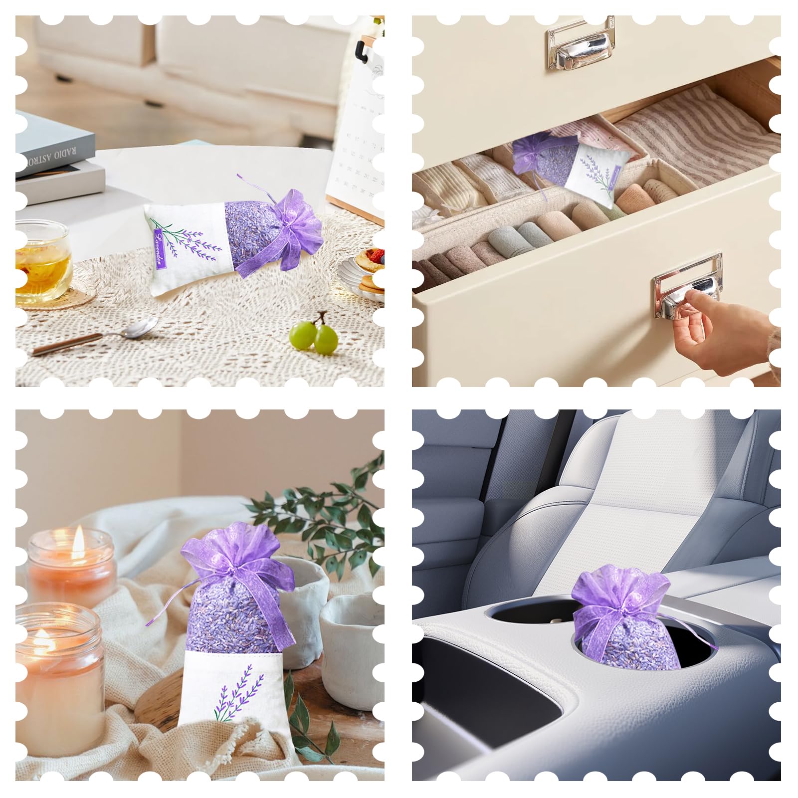 40 Pcs Sachet Vide pour Lavande Sacs De Sachet De Motif De Lavande Vide avec 40 Cordon De Serrage pour Ranger des Plantes Herbacées Et De Petits Objets(Violet Pâle)
