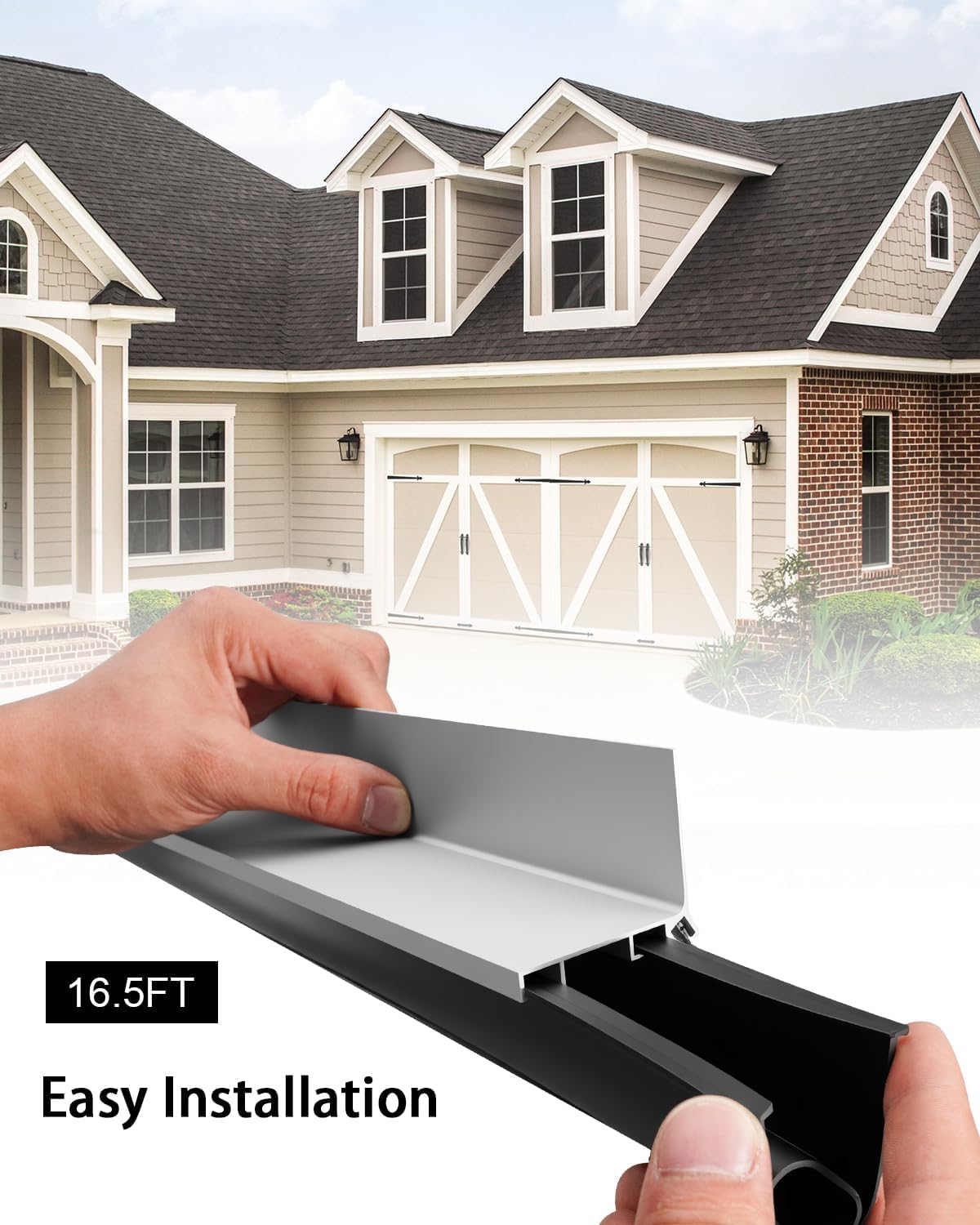 16.5FT Garage Door Seal Kit and Track Retainer Kit for Steel Sliding Flat Wood Entry Doors, with U O Bottom Rubber Brush