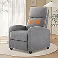 Sweetcrispy Massage Recliner Chair for Adults, Adjustable Home Theater Seating with Lumbar Support for Living Room, Modern Fabric Reclining, Light Grey