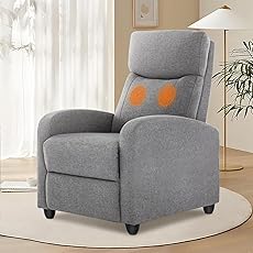 Sweetcrispy Massage Recliner Chair for Adults, Adjustable Home Theater Seating with Lumbar Support for Living Room, Modern Fabric Reclining, Light Grey