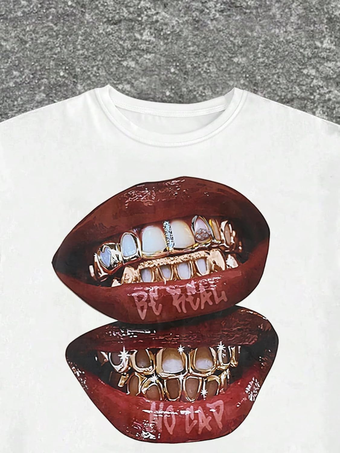 Verdusa Women's Lips Print Graphic Tees Short Sleeve Y2k Tops T Shirts 2000s Clothing Streetwear - Image 3