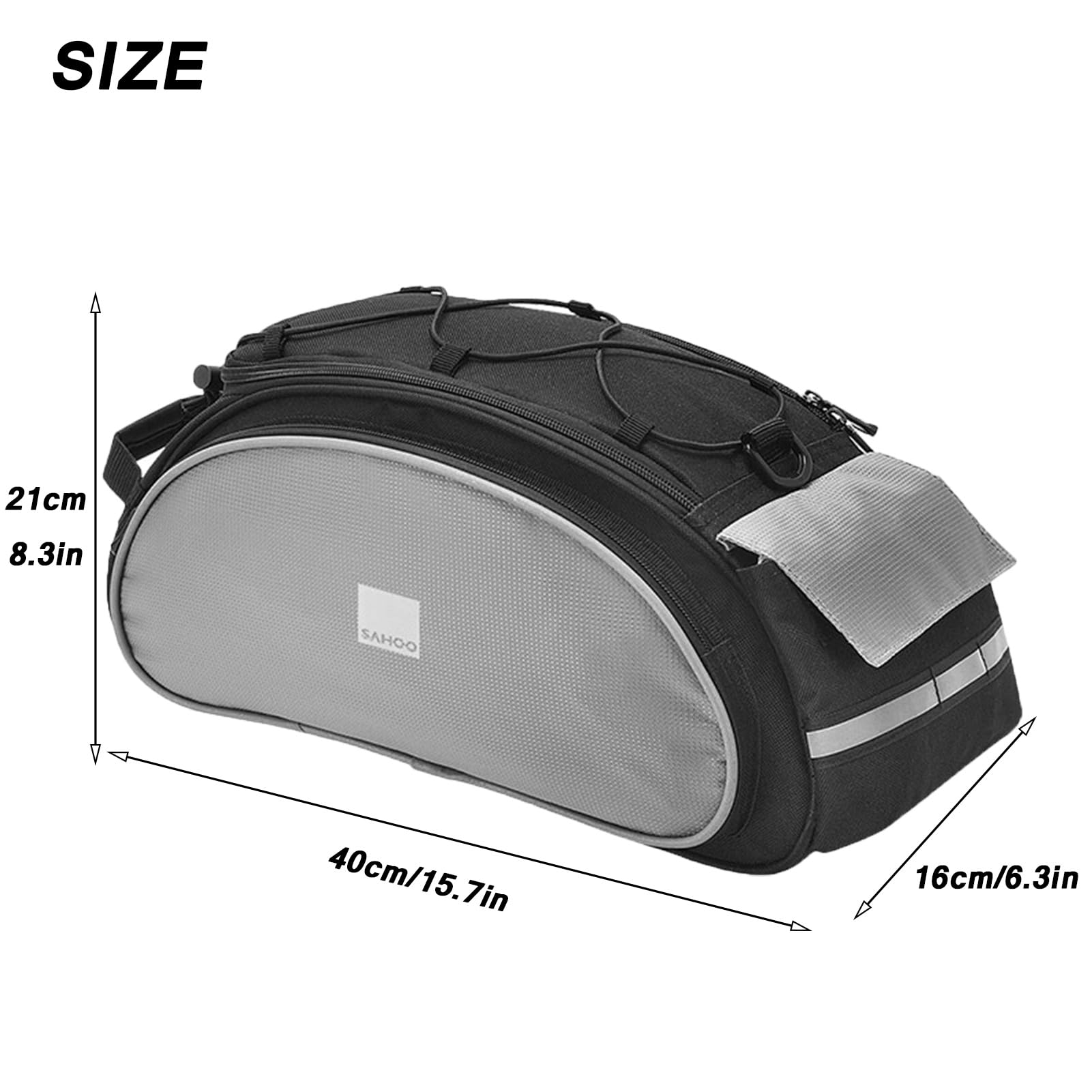 SIVENKE Sacoche Arrière Vélo 13L - Imperméable, Réfléchissante, Pour VTT/Route - Noir