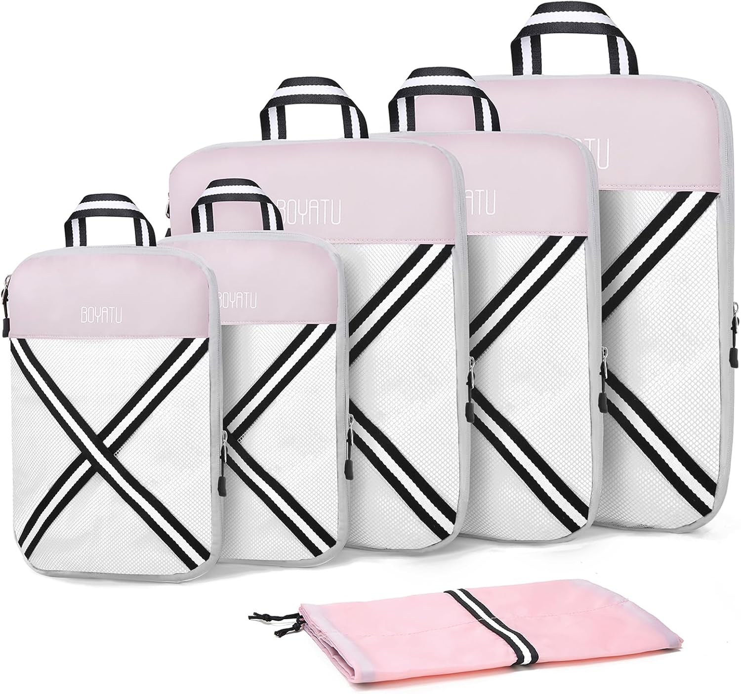 Compression Packing Cubes Suitcases Organizer: 2/4/6 Sets Travel Storage Bags for Luggage - Travel Essentials for Space Saver Pink Purple Pink Purple 6 Set