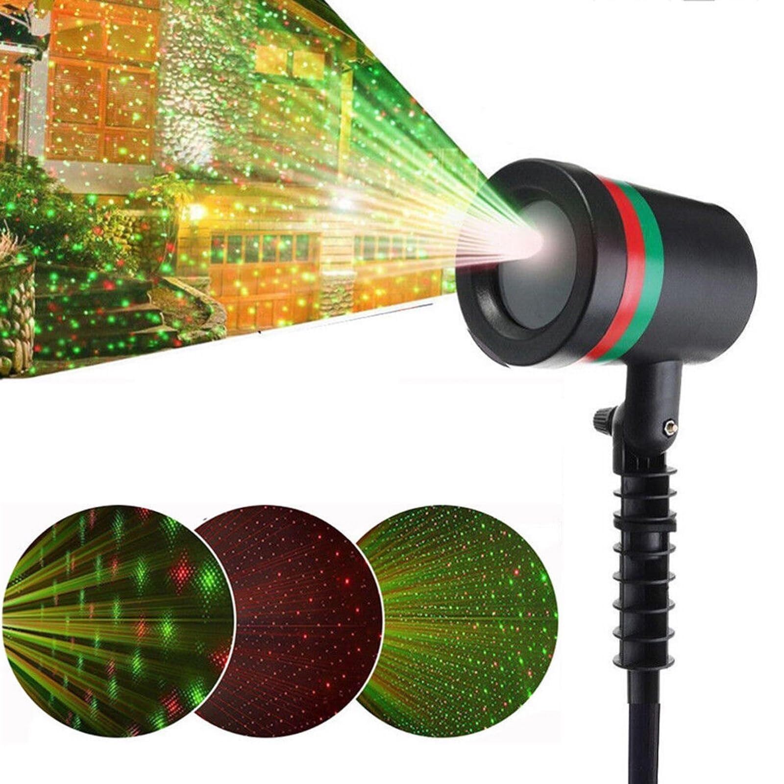 SZSXYBZ Projector Led Light, Garden Christmas Lights, Outdoor Light Moving Lighting Green Red Led Color, Party Lights with UK Plug, Waterproof Strobe Light for HomeGarden Birthday Wedding