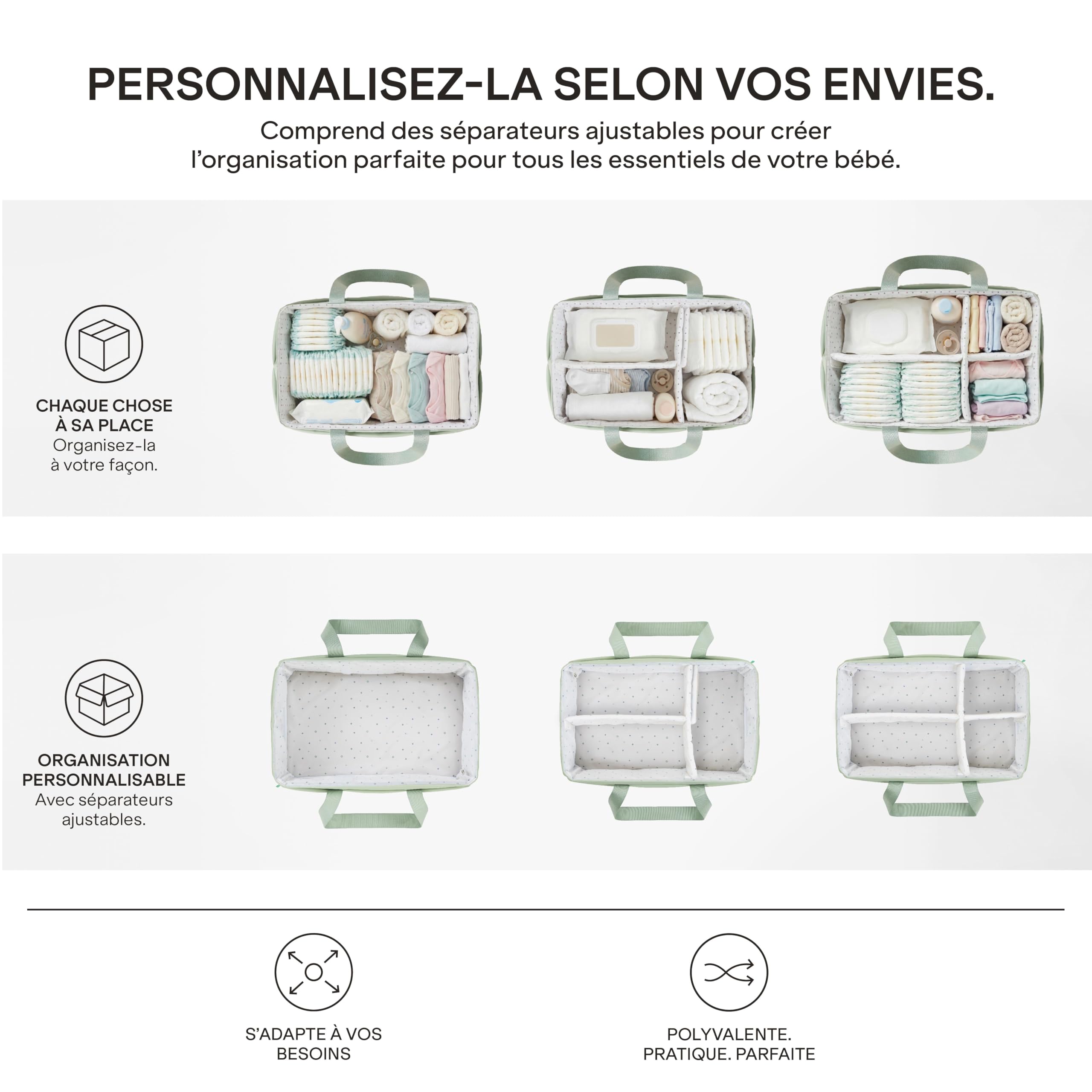 KOALA BABYCARE Panier Rangement Bébé – Organisateur Table à Langer Bébé avec Compartiments Amovibles, Panier Table à Langer pour Couches, Lingettes et Accessoires