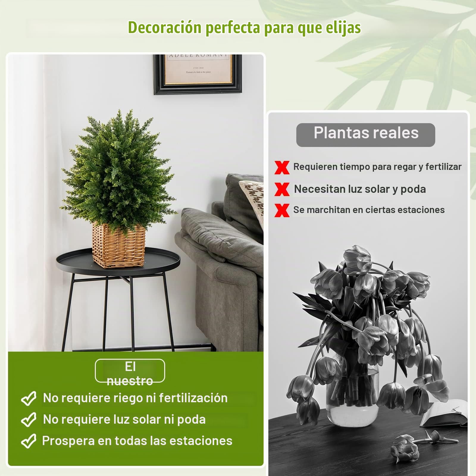 GIANTEX Juego de 2 Árboles Artificiales de Cedro de 55 cm, Plantas Falsas de Arbusto en Maceta con Cemento para Decoración Interior y Exterior