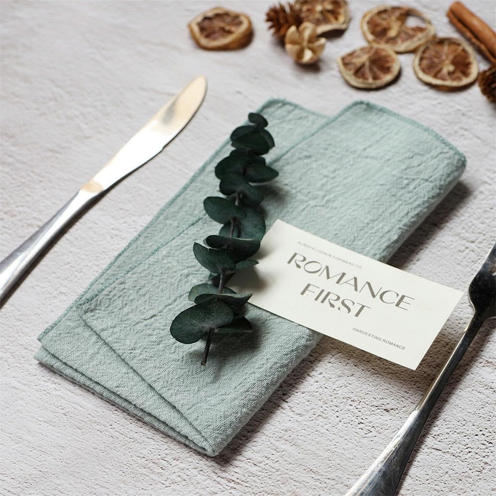 Juego de 50 servilletas de Mesa, Color Verde Salvia, para Fiesta, diseño overlock de 32 x 32 cm