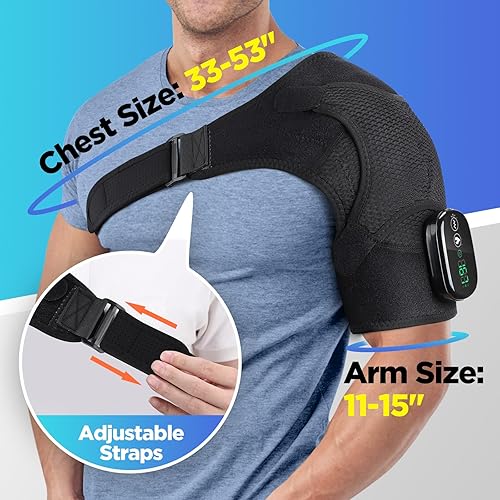 Miniatura 7 de Almohadilla térmica de hombro inalámbrica, envoltura de hombro calentada con masaje, soporte de hombro calentado, masajeador de hombro para hombres