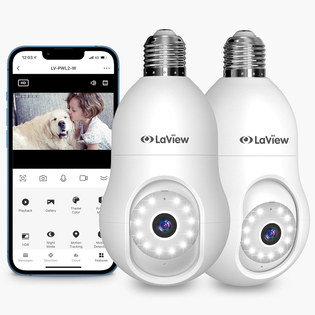 Amazon.com : LaView 4MP Bulb Security Camera 2.4GHz,360° 2K Security Cameras Wireless Outdoor Indoor Full Color Day and Night, Motion Detection, Audible Alarm, Easy Installation, Compatible with Alexa (2 Pack) : Electronics