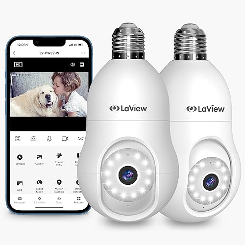 LaView 4MP Bulb Security Camera 2.4GHz,360° 2K Security Cameras Wireless