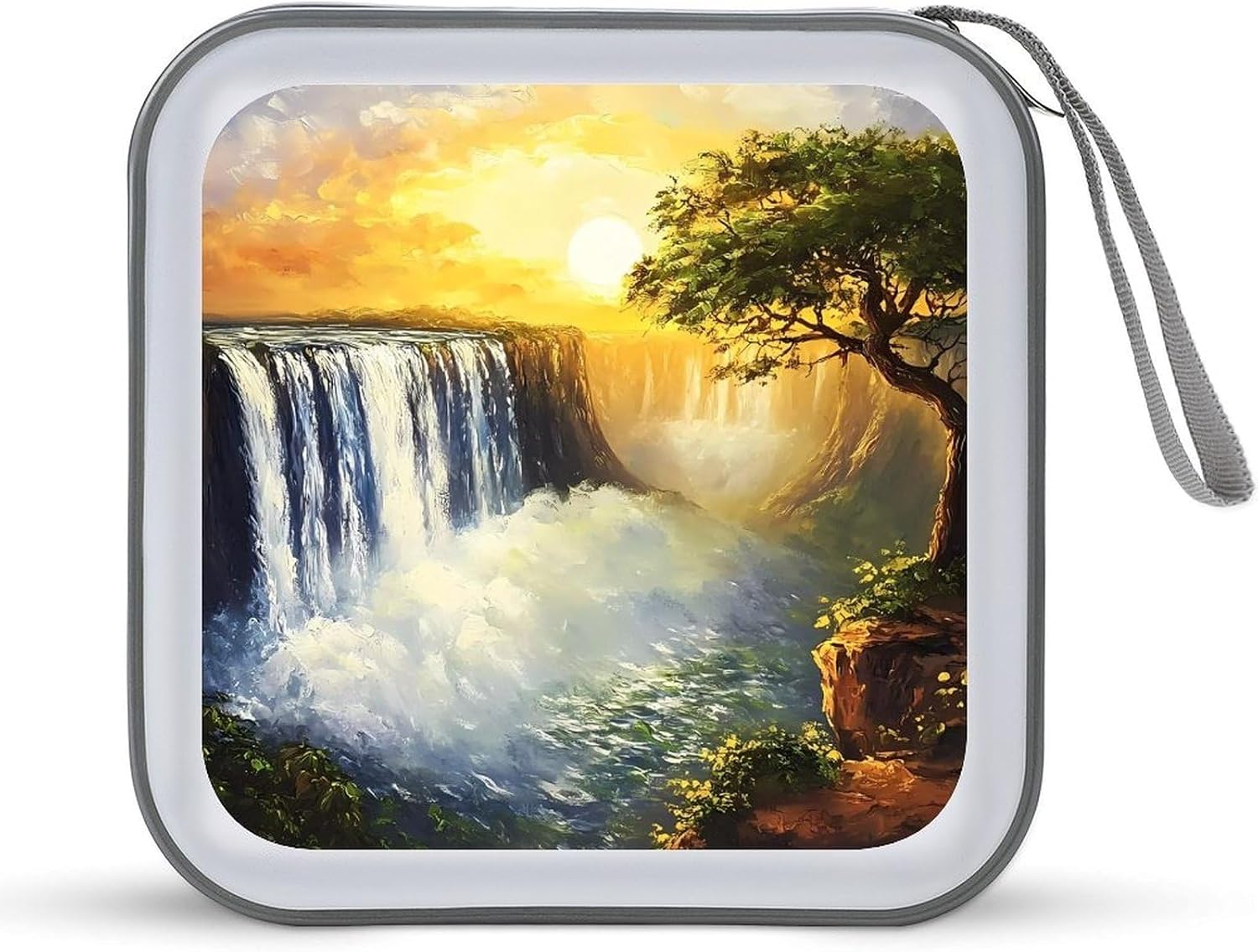 Sunrise at Victoria Falls CD Case DVD Storage Holder Binder 40 Capacity | protective,hard case,protable loop,travel car use,zippered closure