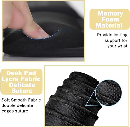 Miniatura 3 de Juego de Reposamuñecas para teclado y almohadilla para mouse ergonómicos de espuma viscoelástica y antideslizantes para computador de escritorio y
