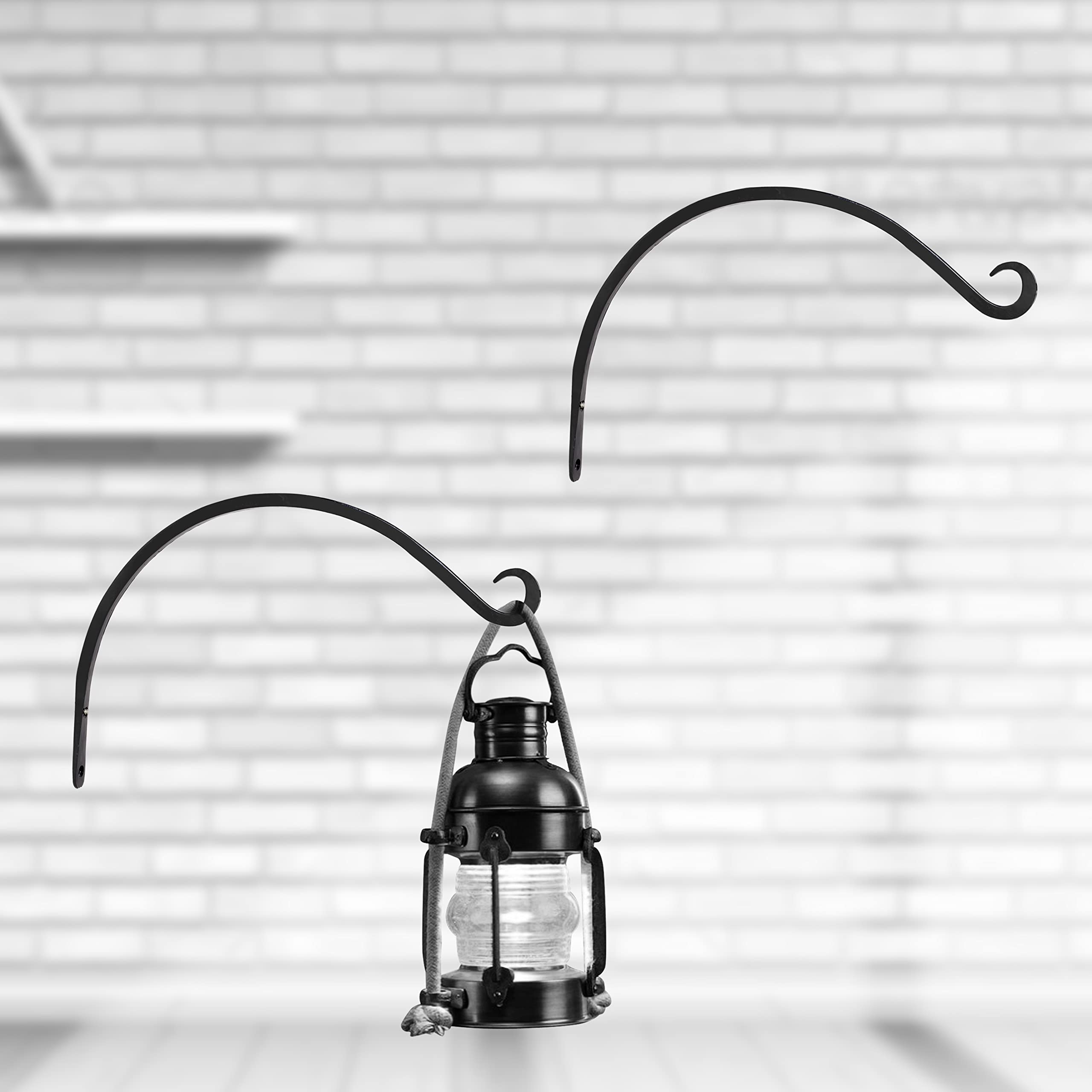 Growfynd Metal Wall Hook Hanging Plant Bracket | Decorative Straight Plant Hanger for Pots, Bird Feeders, Planters, Lanterns, Cotton, Wind Chimes Indoor Outdoor, (Pack of 2, 13 Inch)