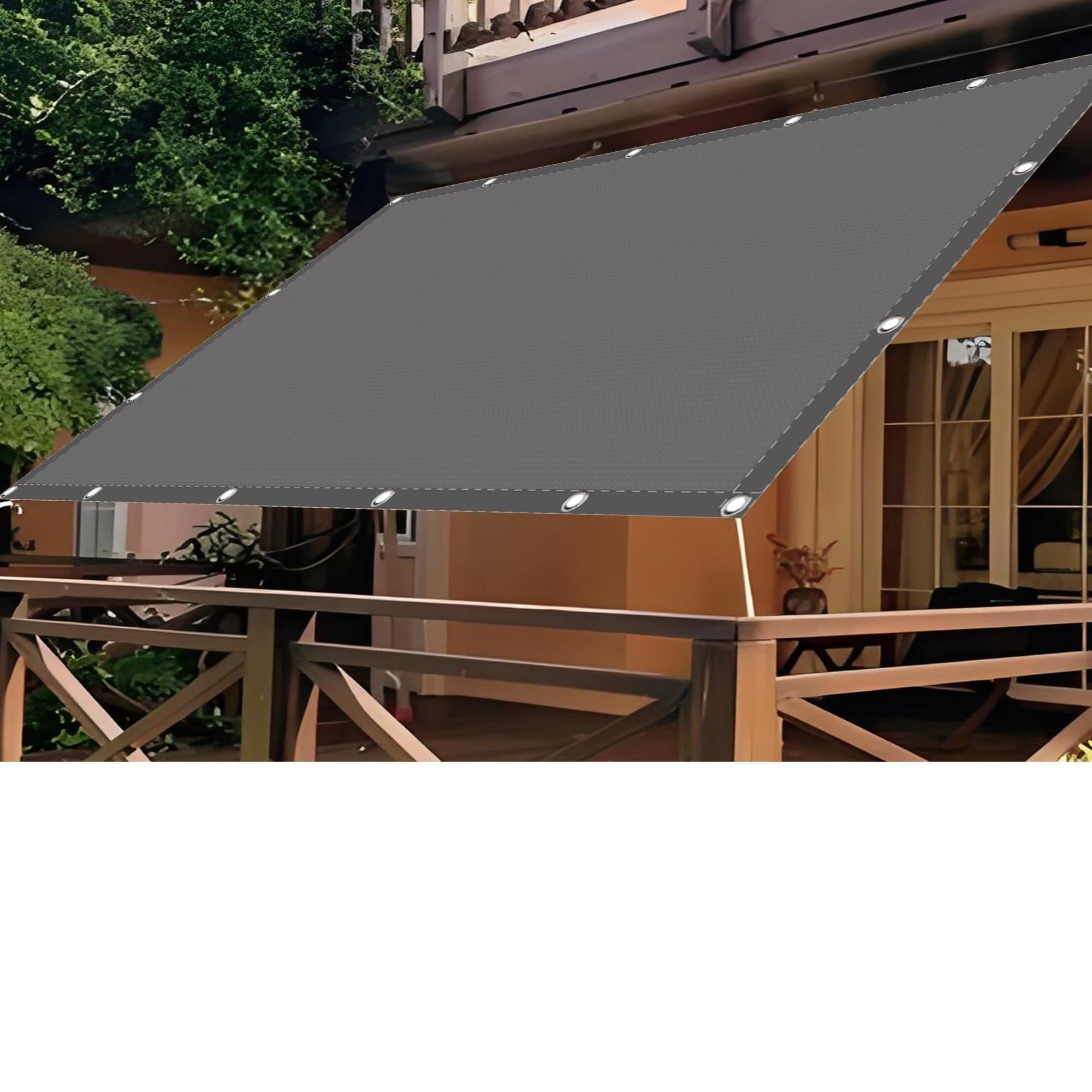 Toiles d'ombrages pour terrasses 0.5 x 4.5 m polyester gris clair avec oeillets fixation