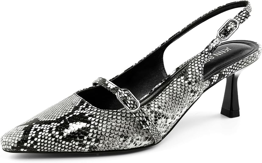 JENN ARDOR Slingback Low Kitten Heels for Women Dress Shoes Pointed Closed Toe Stiletto Sandals Bridal Wedding Party Office Work Pumps