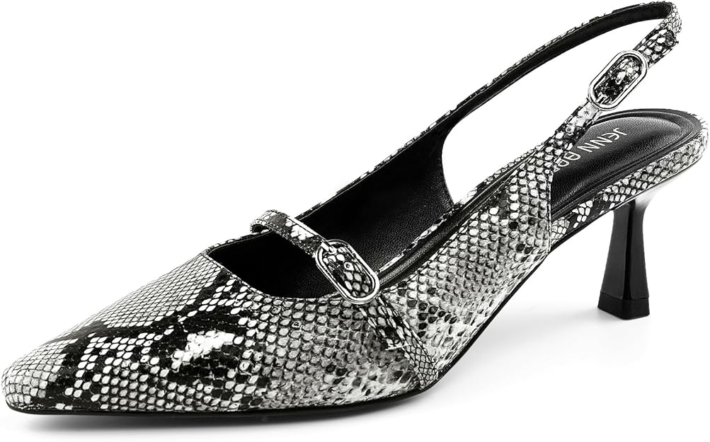 JENN ARDOR Slingback Low Kitten Heels for Women Dress Shoes Pointed Closed Toe Stiletto Sandals Bridal Wedding Party Office Work Pumps