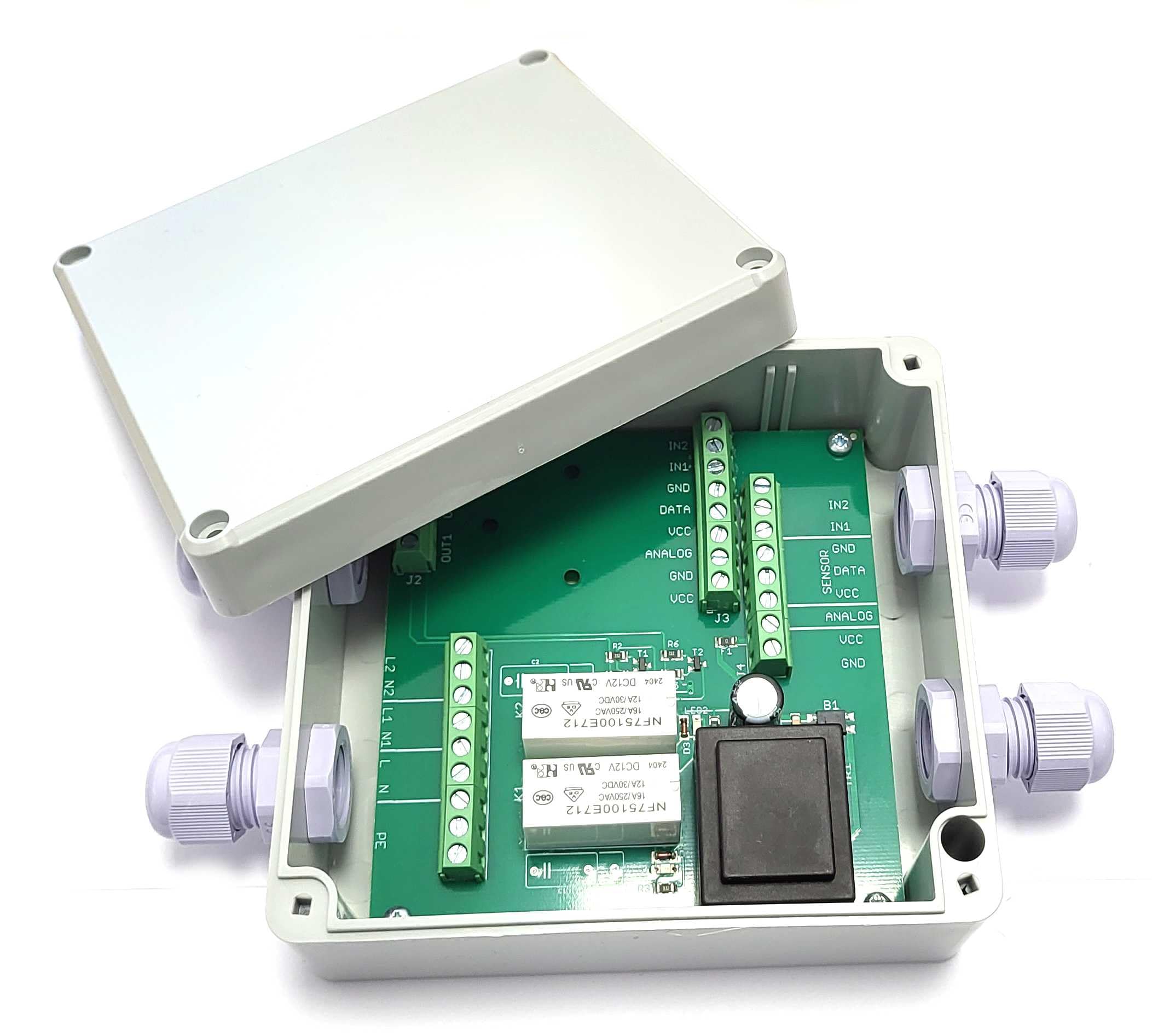 Steuerung für Shelly UNI Wifi - IP65 Gehäuse 2x 16A Relais 230V (Polypropylen)